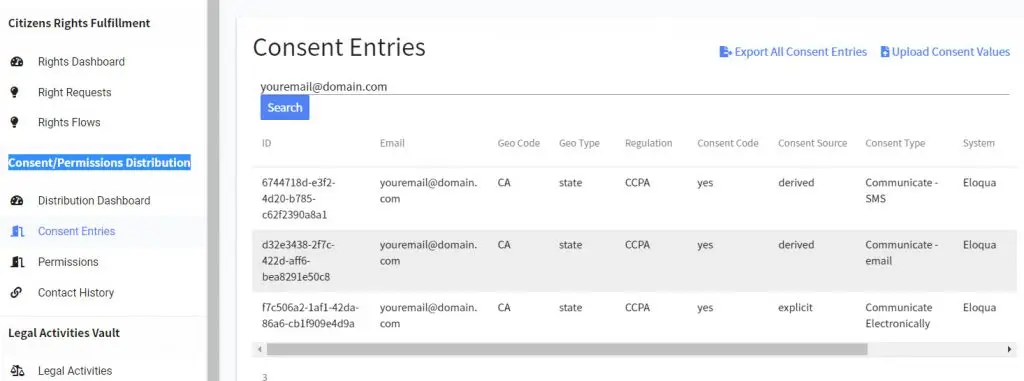 comply add consent test consent entry